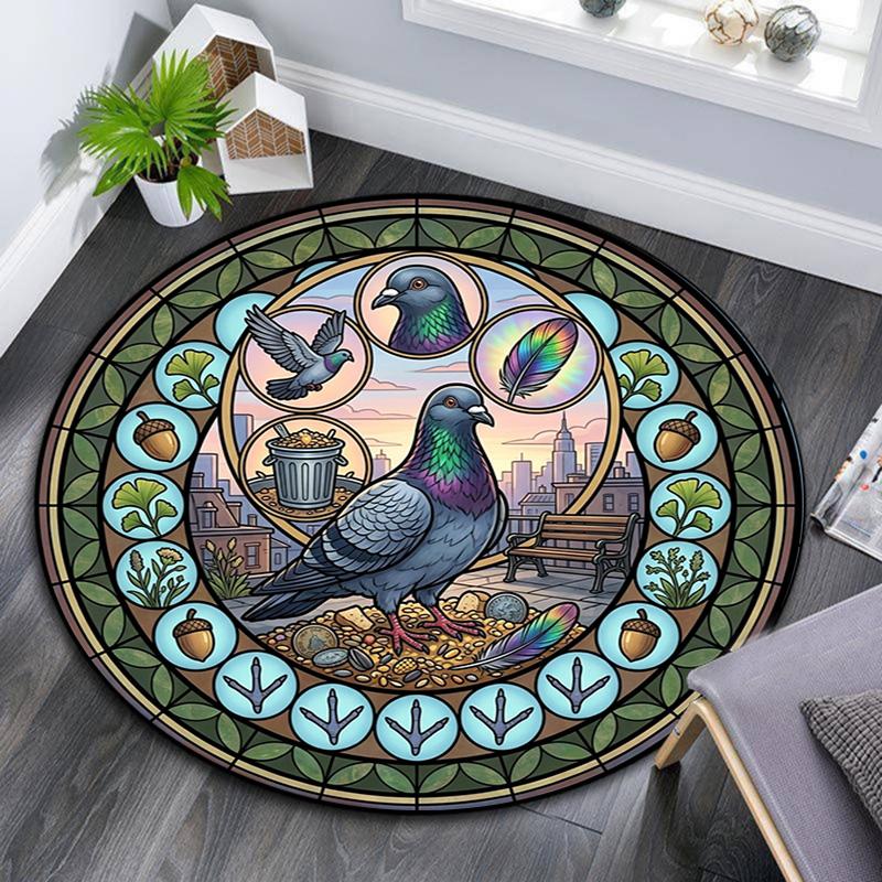 Jungle Parrot Glass Round Area Rug Under Office Chairs Bedroom Living Room Home Decor