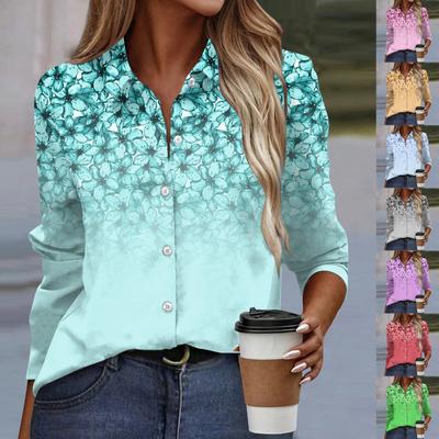 Women's Shirt Blouse Floral Print Button Long Sleeve Casual Basic Shirt Collar Regular Top