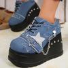Fashion Women Sneakers Platform Rivet Chain Decoration Pumps Women Gothic Punk Wedges Shoes Mary Janes Lolita Shoes Zapatos De Mujer