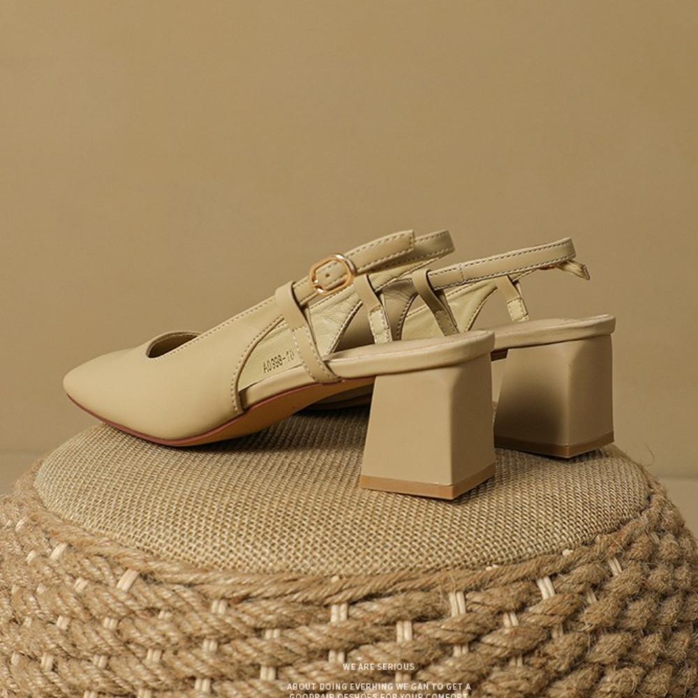 High Heeled Sandals Square Head Bag Head Half Slippers Women Wear New Mary Jane Shoes Rear Empty Sandals Women's Summer