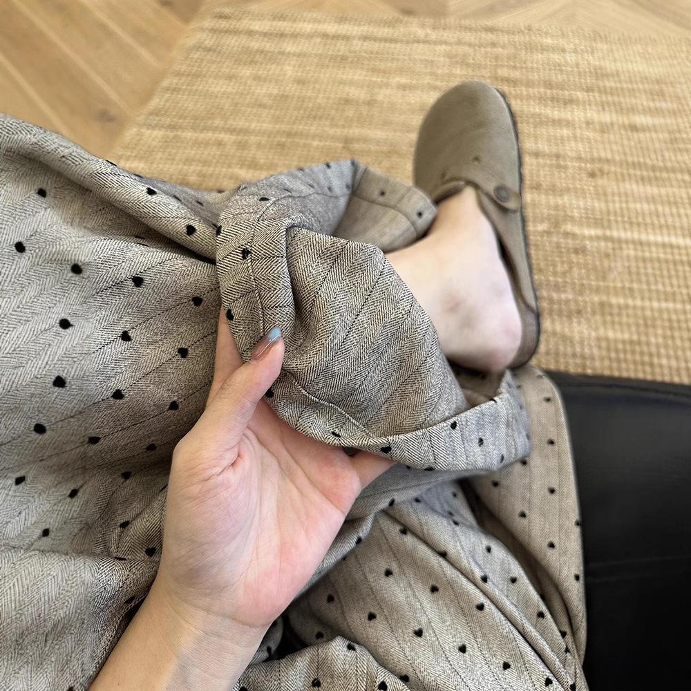 Women's Summer 2025 Khaki Polka Dot Wide-Leg Trousers