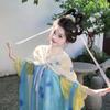 Tang Dynasty Style Hanfu Set With Embroidered Skirt Yellow Top Wrap Daily Wear