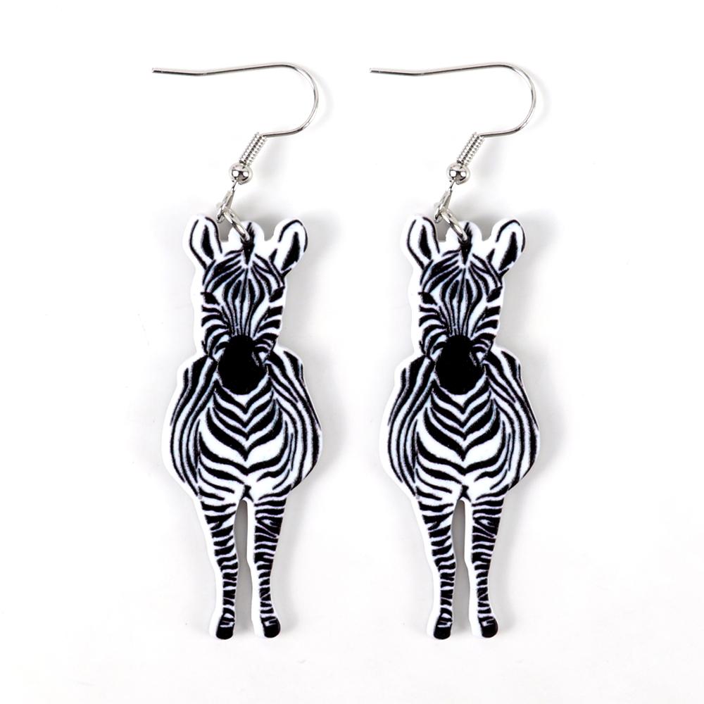 2025 Funny Colorful Zebra Acrylic Women s Earrings Creative Cartoon Horse Animal Printing Drop Dangle Earring Cute Jewelry Gifts