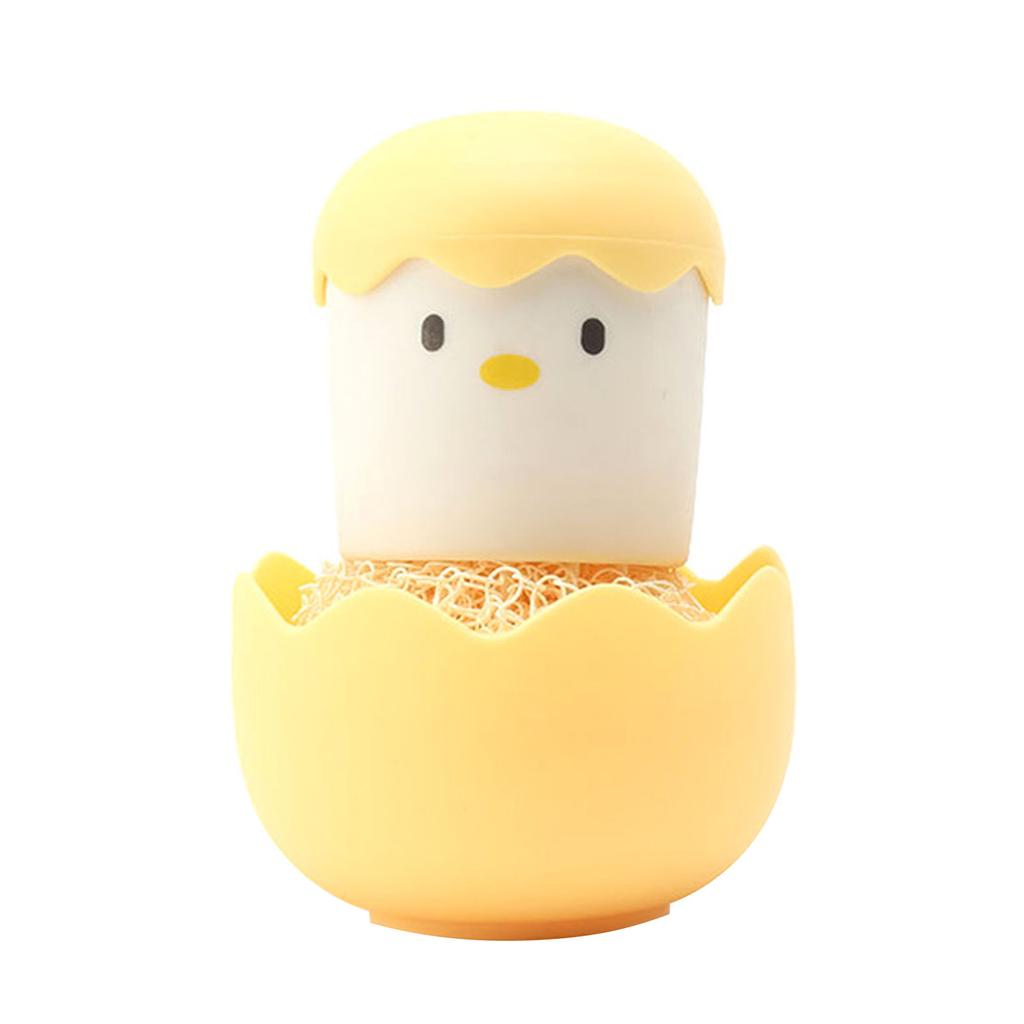 Eierschalen Hühner Reinigungsbürste Cartoon Küchenreinigungsschwämme Faserkugelkopf mit abnehmbarem Griff für Schüsseln