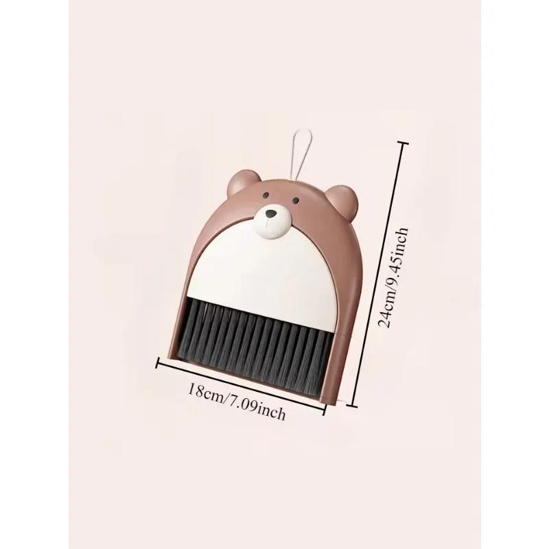 2PCS Mini Broom and Dustpan Set Debris Clean Brush Suitable for Desktop Keyboard Household Kitchen Little Bear Broom