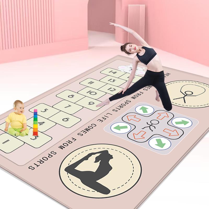 Pogrubiona Antypoślizgowa Mata do Jogi i Fitnessu Redukująca Hałas, Bardzo Szeroka i Długa do Aerobiku w Domu lub Tańca Dzieci