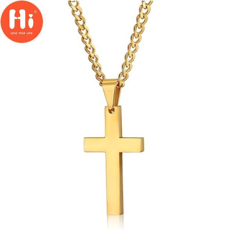 Hi Vintage Cross Pendant Necklace Stainless Steel Necklace New Design Black Chain Pendant Necklace Men