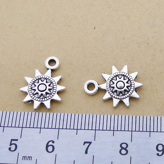 A5828 Antique Silver Sunflower Alloy Vintage DIY Jewelry Accessories, 200-Pack, 1 Gram