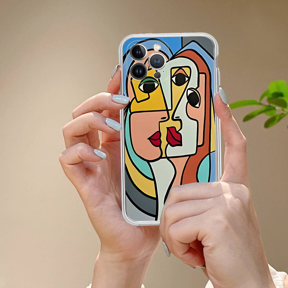 Picasso Abstract Art Fit For IPhone 16 15 Promax Phone Case IPhone 14 11 12 High End 13 Pro Silicone