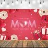 Polyester Happy Mother’s Day Backdrop I Love You Mom Hanging Banner  Photo Booth