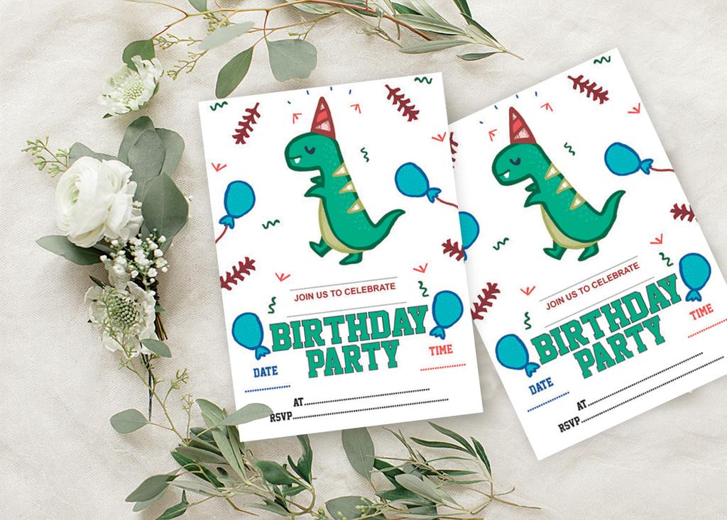 Darling Souvenir White Birthday Invitation Card 28 Pcs Fill or Write In Blank Invites Printable Party Supplies 5 x 7