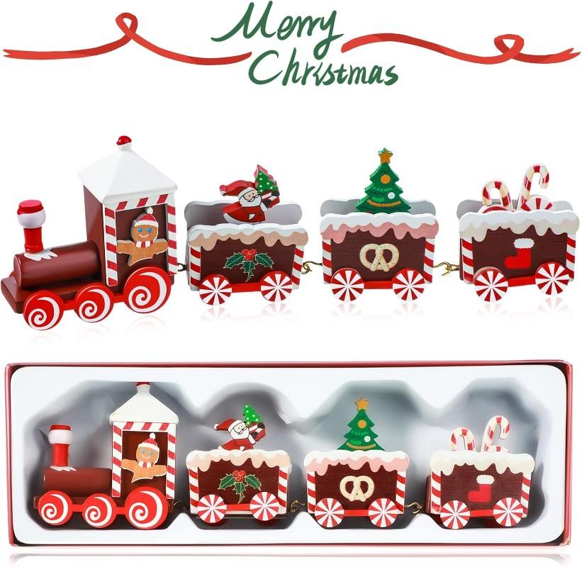 Christmas Train Painted Wooden Christmas Decorations Mini Christmas Tree Train Christmas Table Decorations Party Decorations