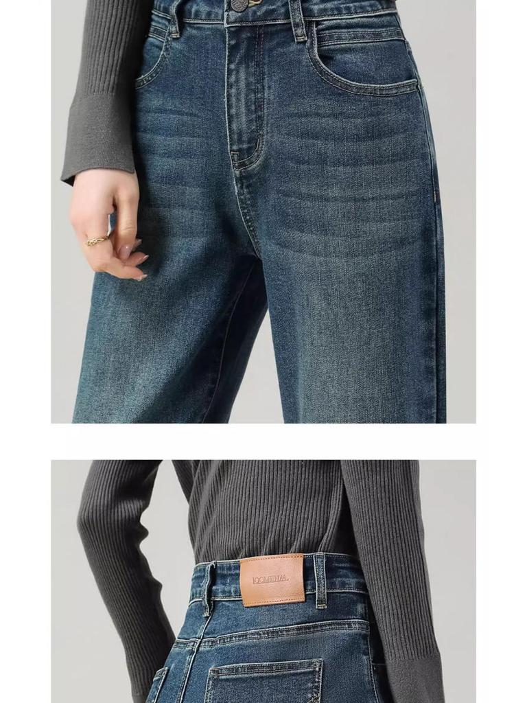 Women's High Waist Retro Straight-Leg Jeans - Spring/Autumn 2025, Versatile for Pear-Shaped Bodies, Narrow & Wide Leg Options Available