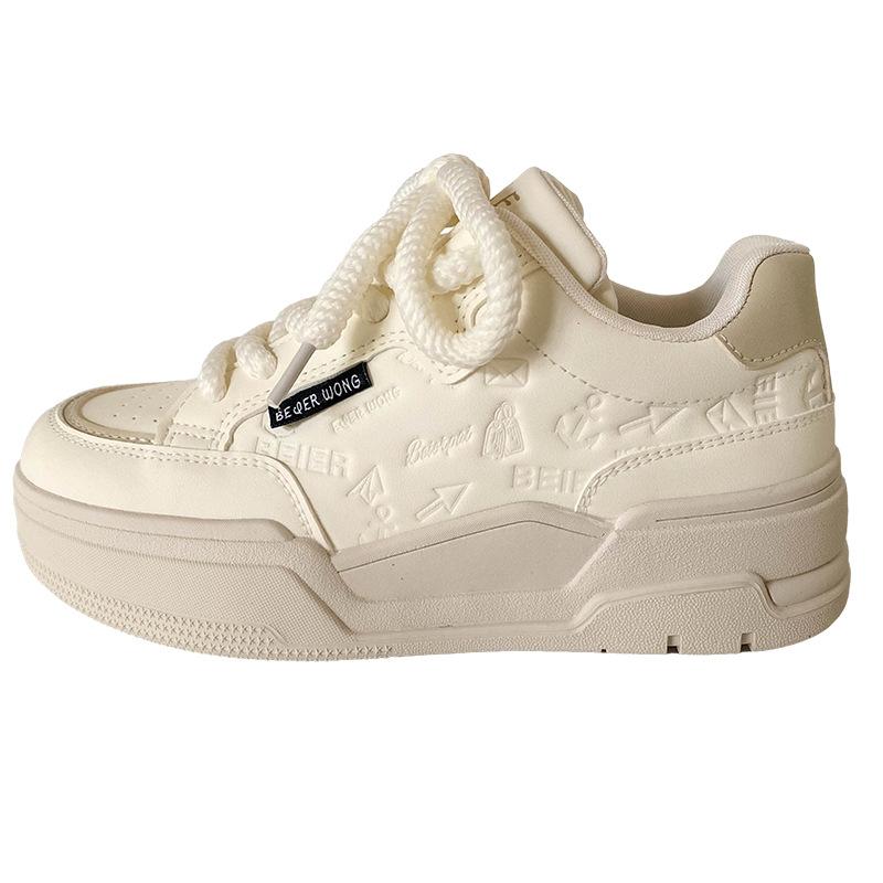 

LZ6059 latex insole/2025 spring new thick baseplate shoes women s shoes casual little white shoes niche versatile 40 бежевий