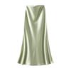 Elegant Satin Fish Tail Skirt For Women With Stretch Waistband In Spring Fashion