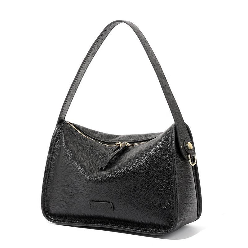 First Layer Cowhide Bag for Women's New Leather Pillow Bag Retro Simple Versatile Shoulder Bag Commuting Underarm Bag