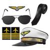 Costume Accessories for Kids Airline Pilot Captain Costume Dress Up Accessory Role Play Uniform Part Adults Kids Wear Hat Tie