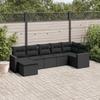 VidaXL Garden Lounge Set 7 Pcs with Cushions Black Wicker 3219265