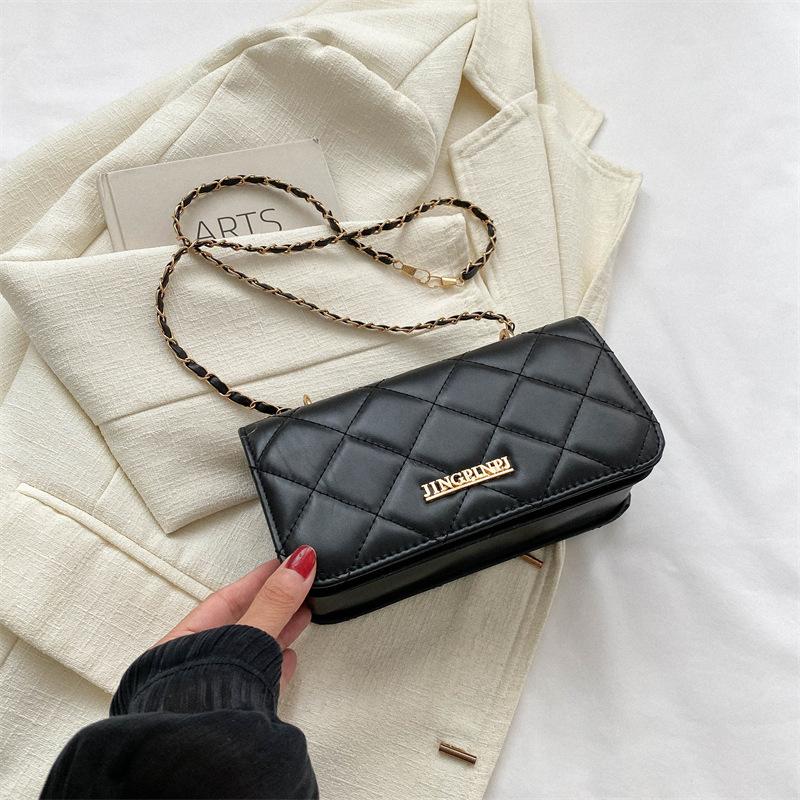 Rhombus embroidery thread versatile chain small bag women's texture solid color shoulder messenger bag 2025 small square bag