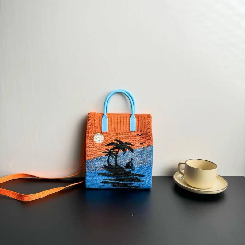 New Large-capacity Knitted Bag, High-end, Mobile Phone Bag, Niche Shoulder Messenger Bag, Cartoon Fashion Handbag.