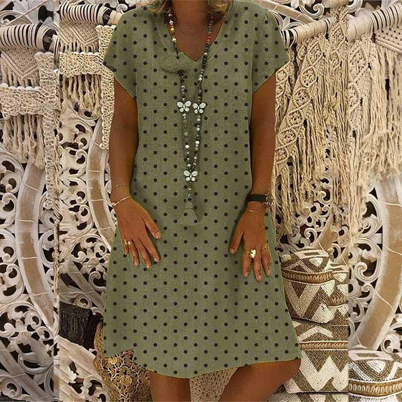 Printed Short Sleeve Casual Dress 
