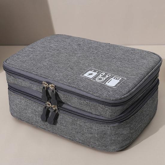 Bolsa de armazenamento de cabos Camada dupla Grande capacidade Gadget eletrônico portátil Organizador de viagem para casa