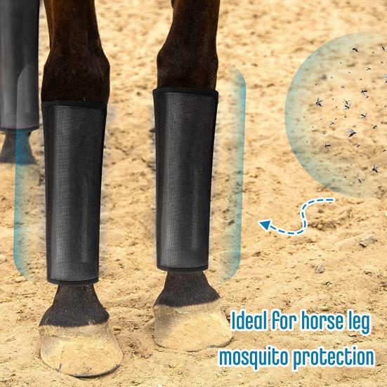 4Pcs Summer Horse Fly Boots Breathable Reduce Stomping Flies Bites Horse Mesh Leg Wrap Adjustable Horse Leg Leggings Guard Protective Cover Horse