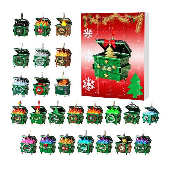 Acrylic Pendant Advent Calendar Box 24-Day Countdown Christmas Decoration Multifunctional Holiday Decor for Kids' Rooms Houses Cars