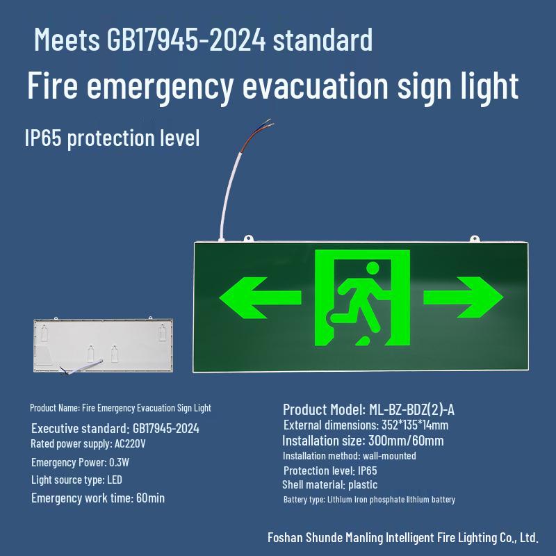 Safety Emergency Exit Sign: New Standard Fire Evacuation Stairwell Indicator Single-sided Bi-directional Indicator