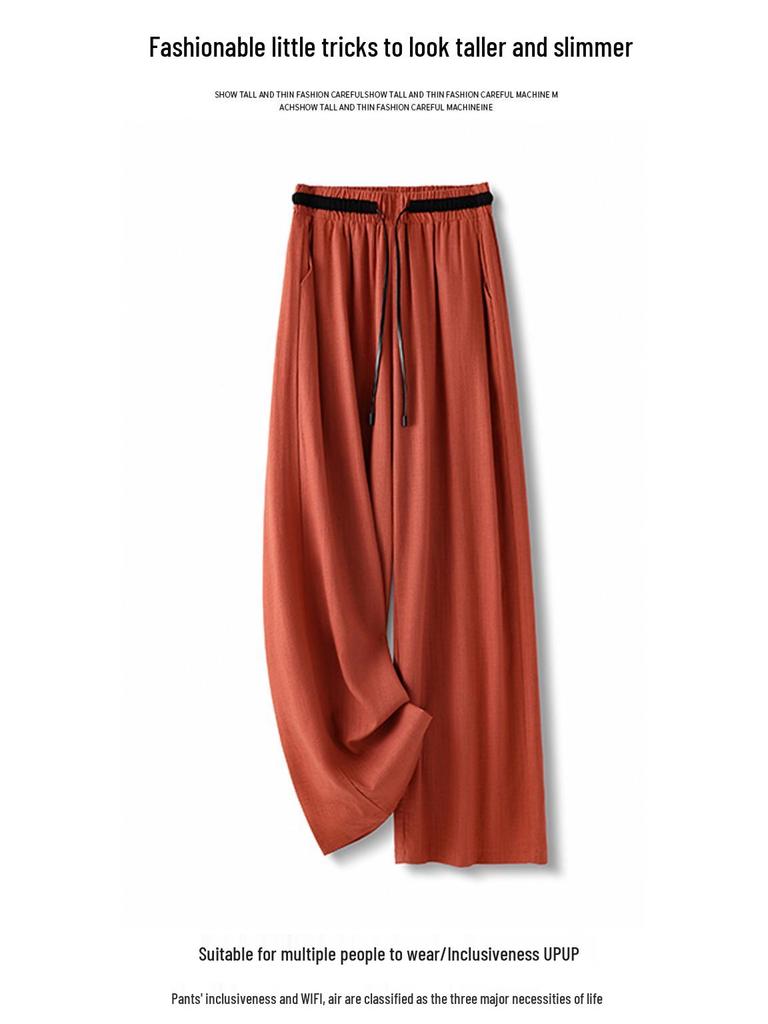 Women's Gray Wide-Leg High-Waisted Casual Floor-Length Pants - Summer 2025 Edition