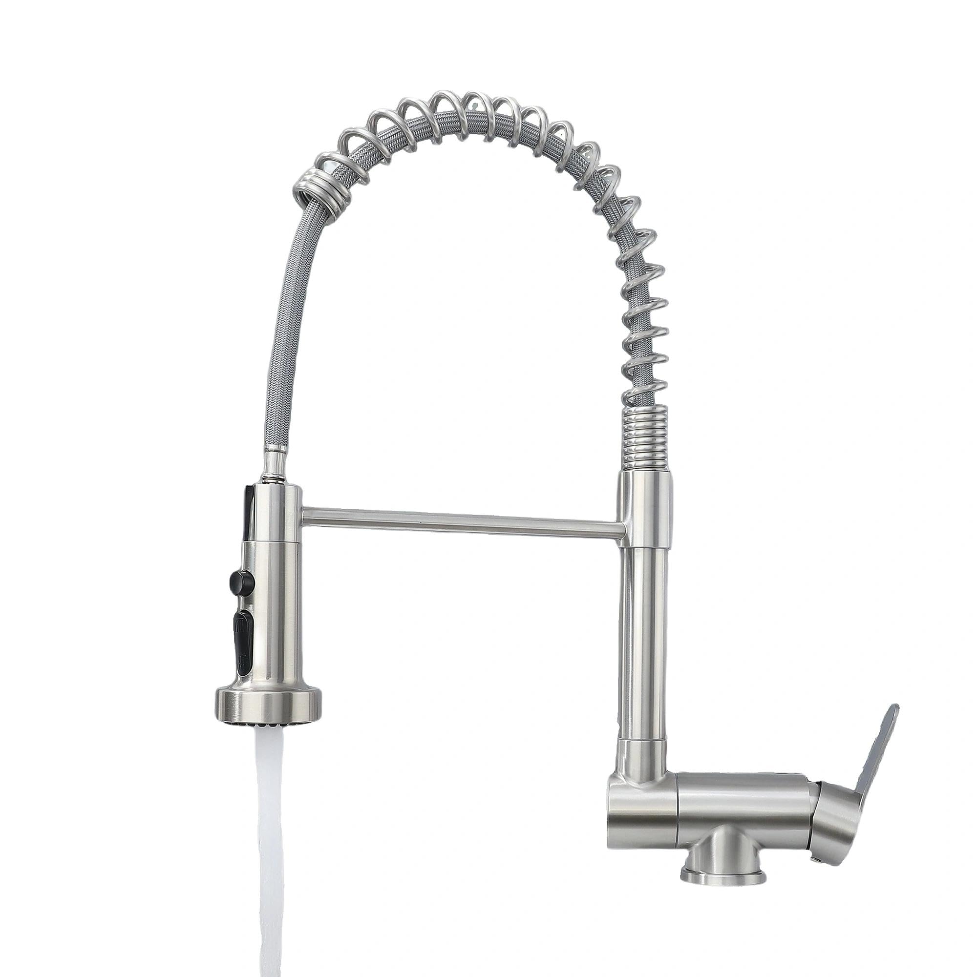 Robinet Cuisine Rabattable Douchette, Mitigeur Cuisine Rabattable Flexible Cuisine,Inox 304 Brossé Pivotant 360°, Robinet De Cuisine Rabattable Brossé