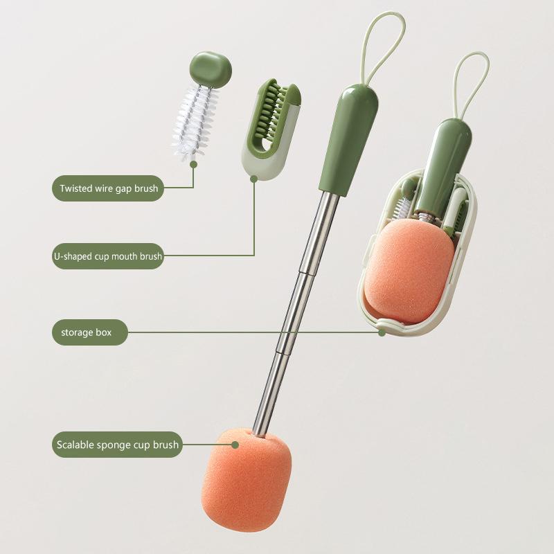 Bottle Cleaning Brush Long Handle Bottle Brush 3 In 1 Multifunctional Sponge Bottle Brush With Bottle Gap Cleaner Brush