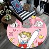 Sailor Moon Round Area Rug,Carpet Rug for Living Room Bedroom Sofa Playroom Decor,Non-slip Floor Mat