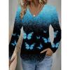 Women's V-neck Long-sleeved T-shirt Casual Fashion