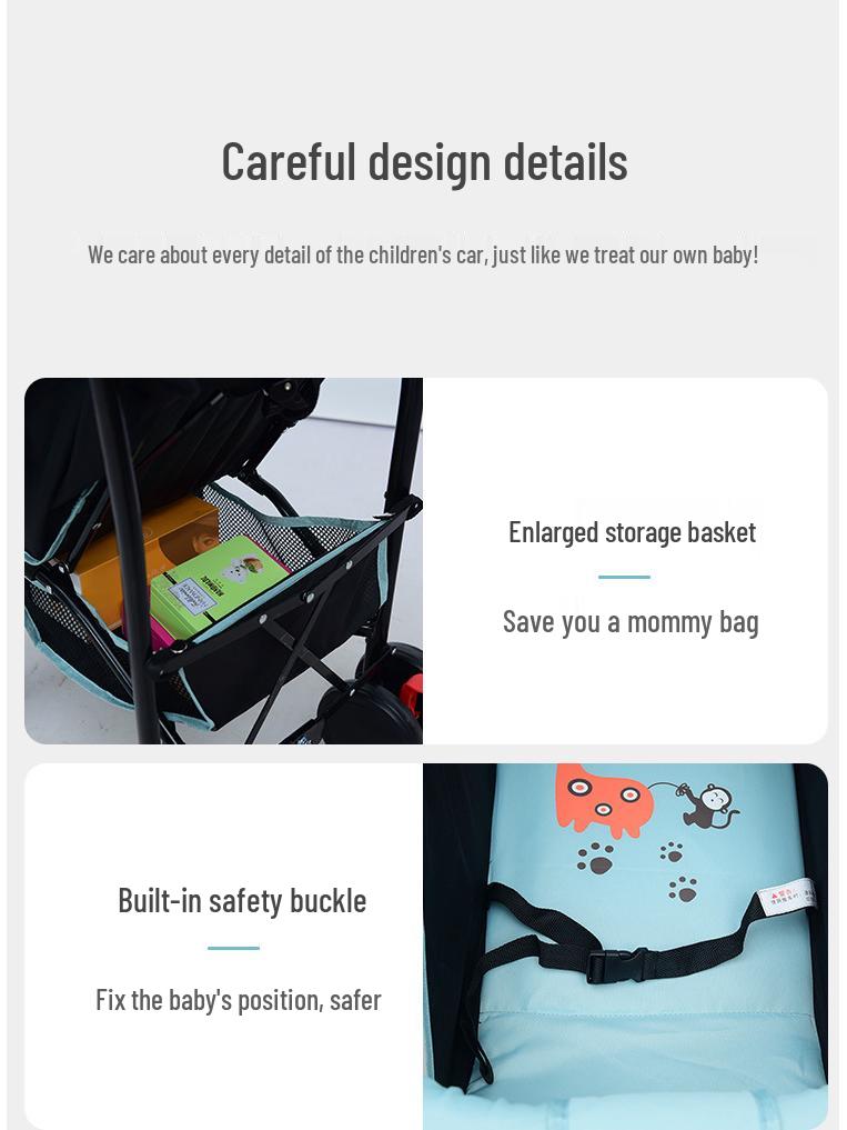 Cartoon Elephant Dual-Use Baby Stroller - Adjustable, Portable, and Safe for Winter and Summer