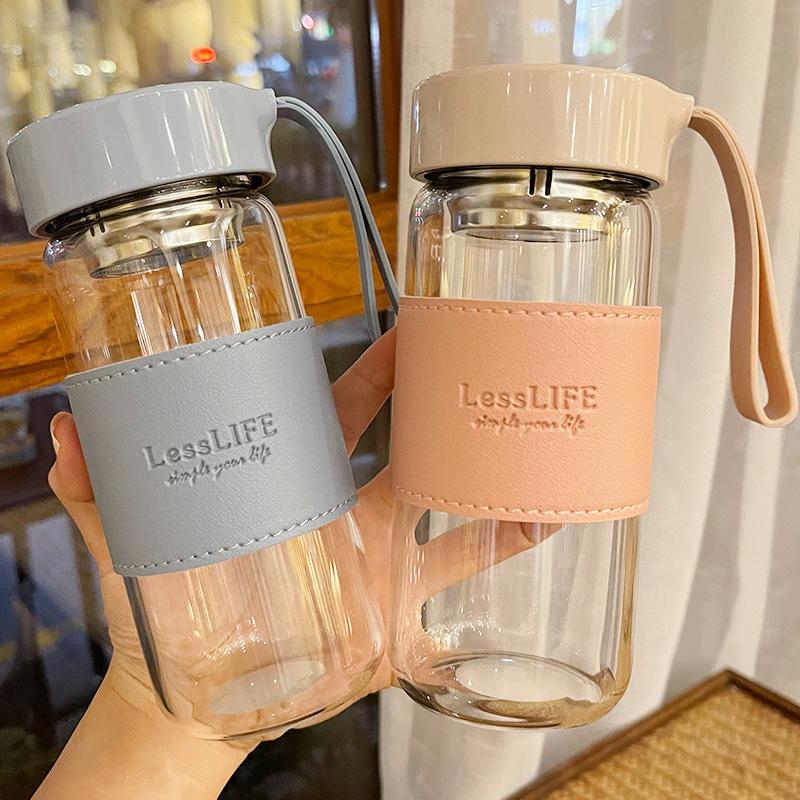 

480 мл бутылка для воды в японском стиле, модная стеклянная бутылка с изоляционным рукавом для заварки чая, высокотемпературные бутылки для питья молока