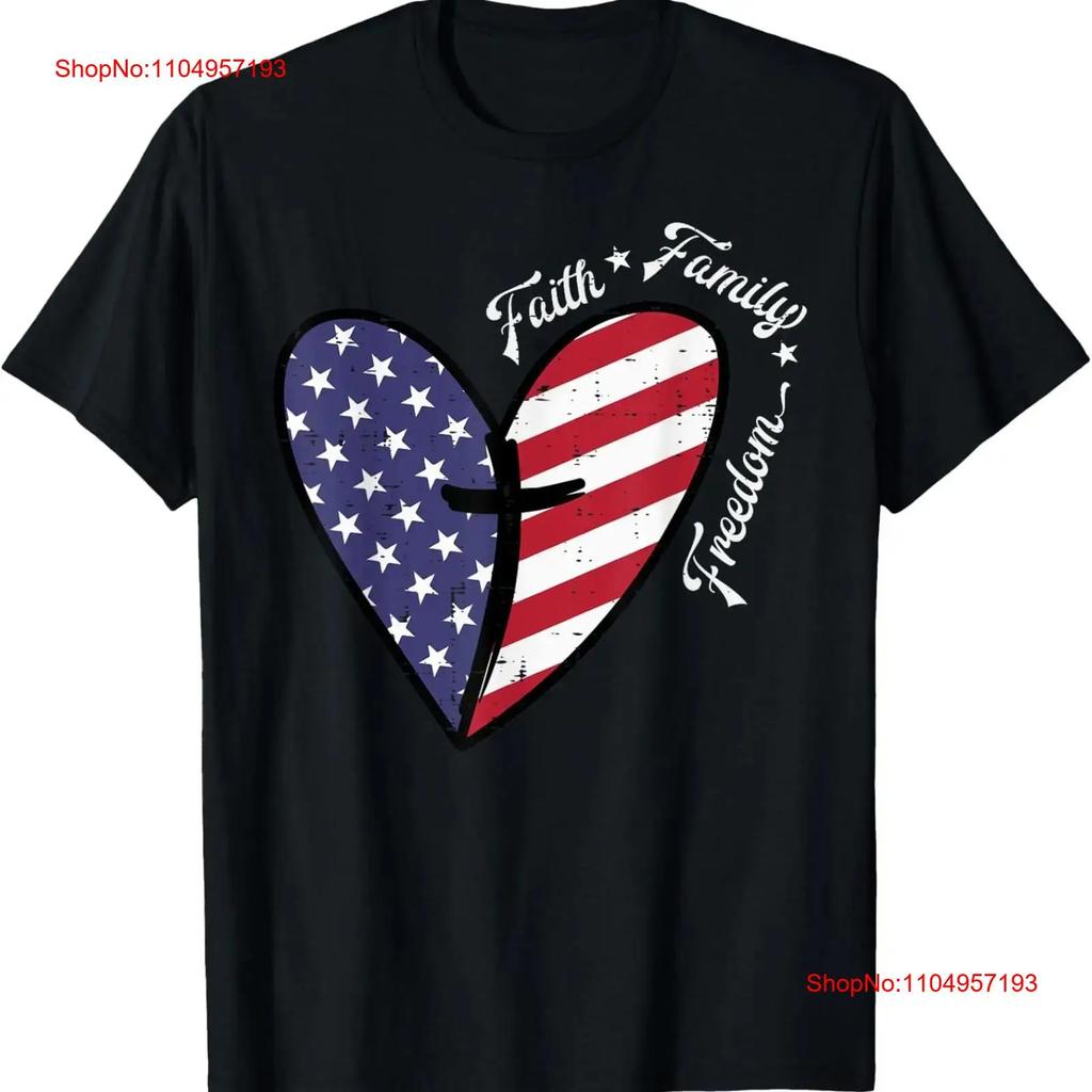 NEW LIMITED Heart Cross Faith Fourth 4th Of July Patriotic Christians T Shirt vintage Washed Soft Stretched Breathable fashion