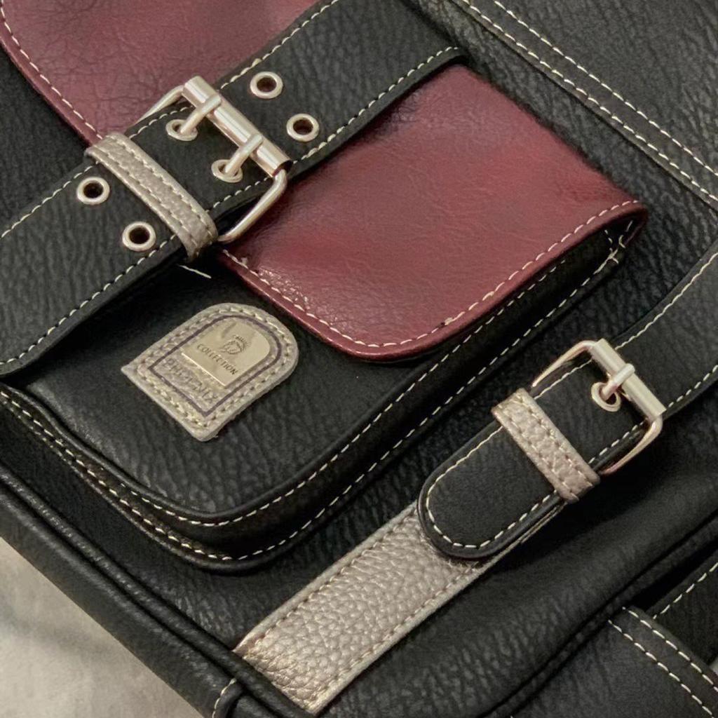 Vintage Medieval Bag Personalized Soft Leather Y2K Spice Girl Locomotive Bag Female Contrasting Color Shoulder Messenger Bag Tide