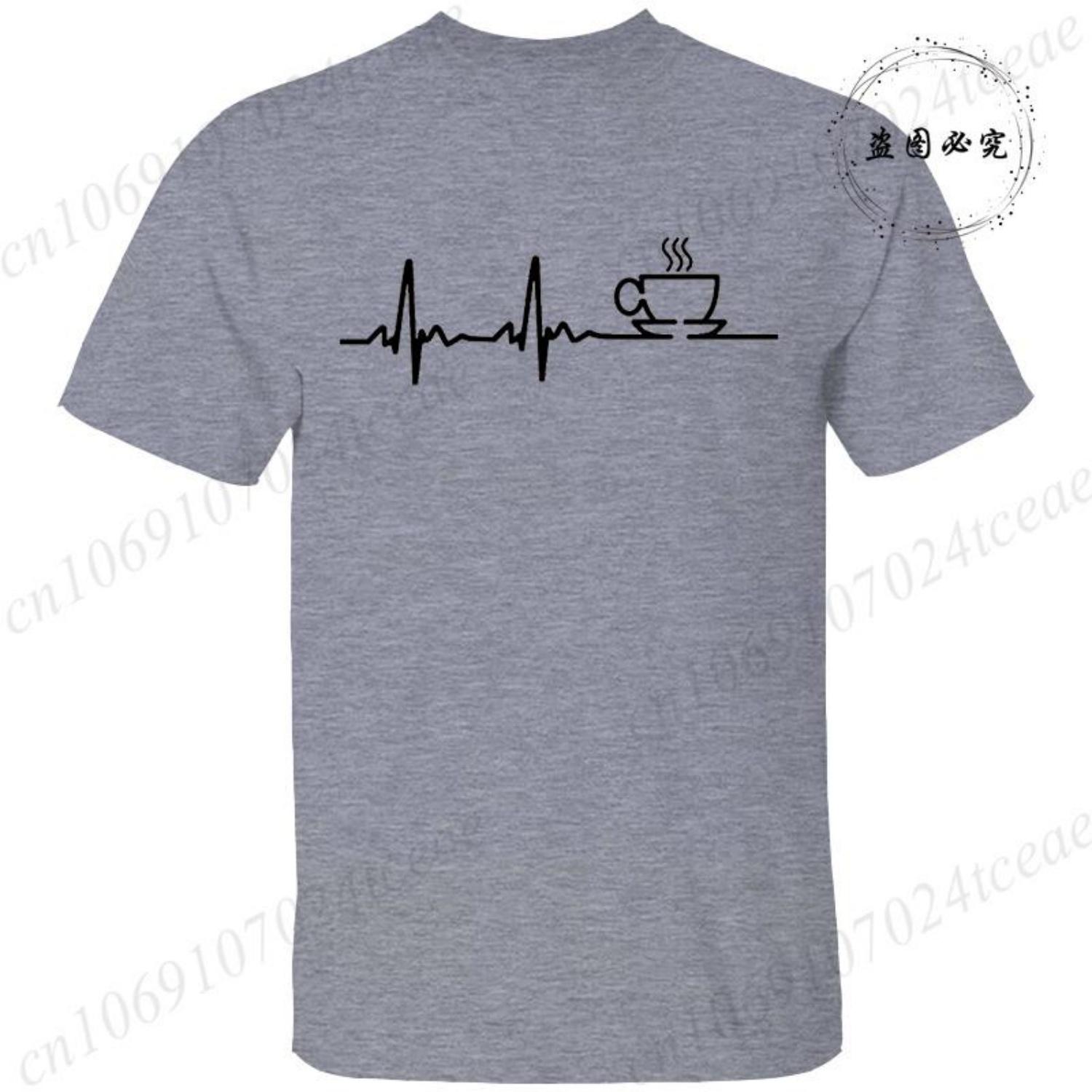 

New Men s T-shirt Classic Short Sleeved Shirt COFFEE ECG EKG Summer Top Casual T-shirt CAFFEINE MEME Casual Women Tee Shirt Tops XXXXXL чорний