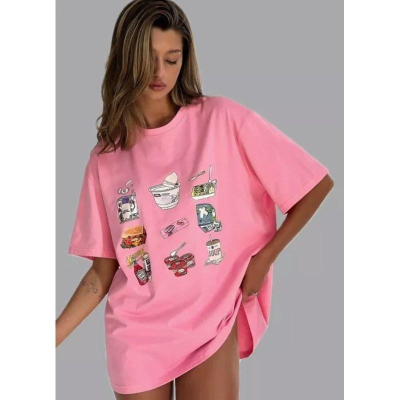Fashion Wind Fashion Print Round Neck Loose Casual Cotton T-shirt Loose Printed Cotton T-shirt