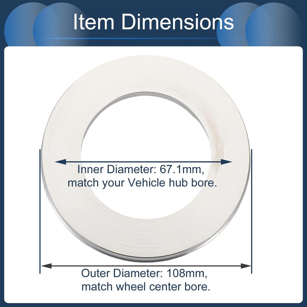 INFINAUTO Hub Centric Ring 108mm OD 67.1mm ID Car Wheel Hub Ring Aluminum Alloy Silver Tone 4pcs
