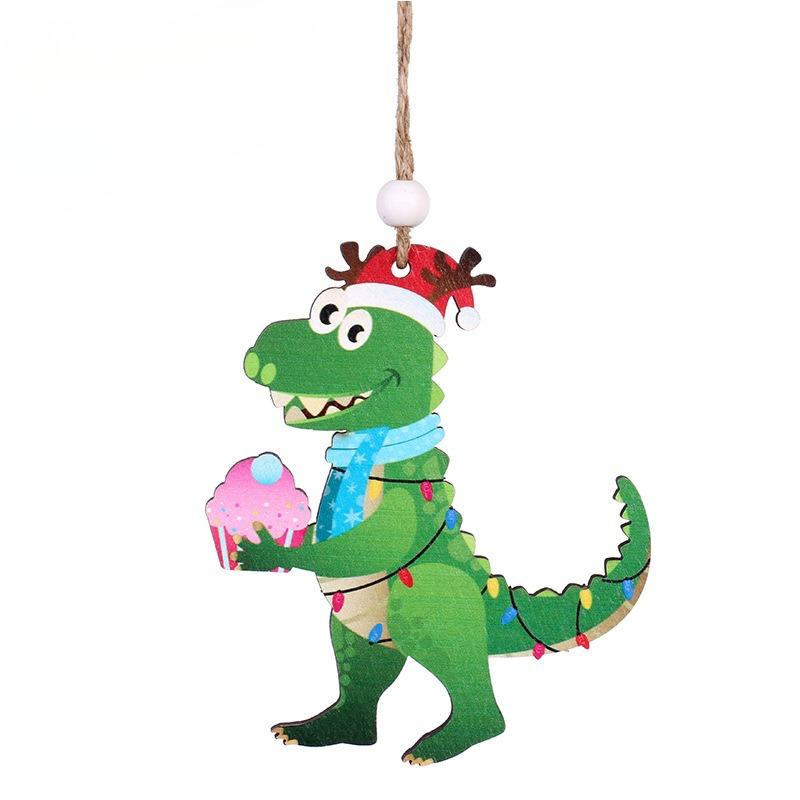 Christmas Decorations: Christmas Dinosaur Wooden Pendant, Christmas Tree Accessories
