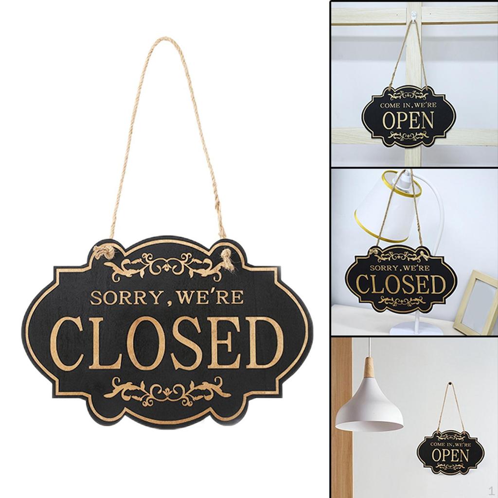 Door Sign Business Hanging Wood for Store Pub Restaurant