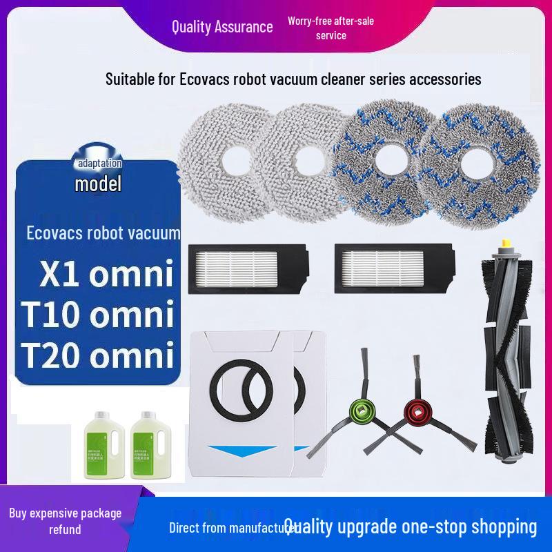 Compatible Side Brushes, Main Brush, Mop, and Filter for Ecovacs X1/T10 Omni/T20 Pro Robot Vacuums