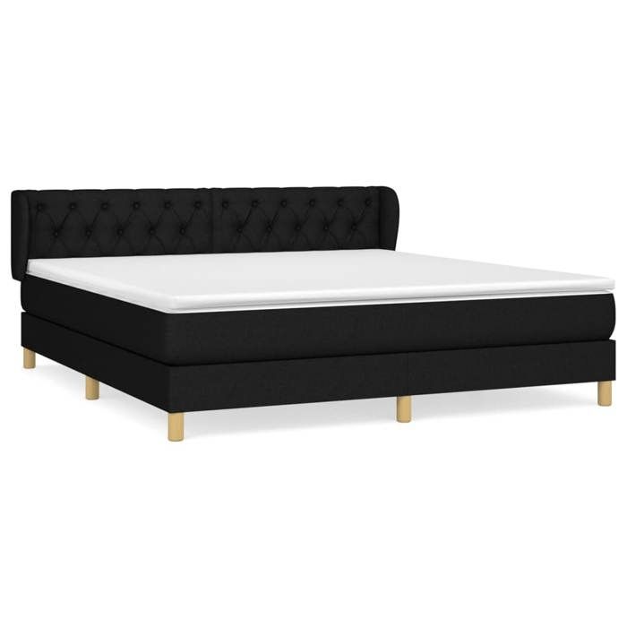 Maison Exclusive - Bettlattenrost mit Matratze Schwarz 160x200 cm Stoff