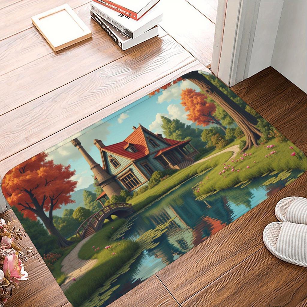 1PC Tranquil Waters Kitchen Rug Non-Slip Door Mat Pop design Bathroom Rug Bath Mat Carpet for Home Sink Laundry ecoreeree