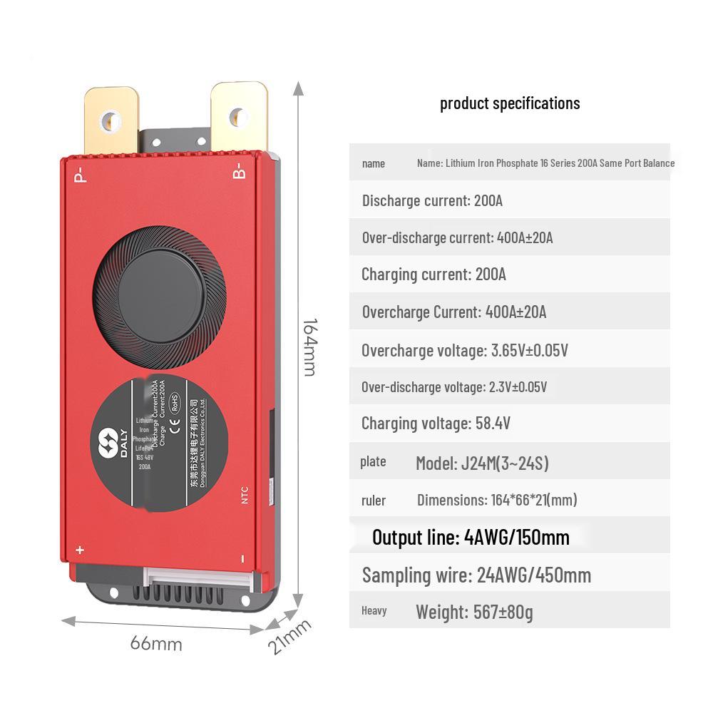 Dali BMS Battery Protection Board 3S-24S 150A/200A with Temperature Control for Tricycle Energy Storage
