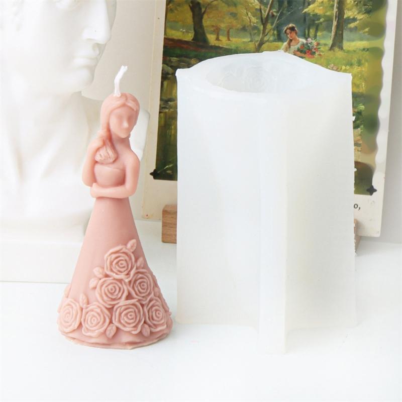 Flexible Silicone Mold Handmade Scented Candle Mould Flower Dress Girl Aromatherapys Jewelry Mold Home Decorations