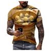Summer Round Neck 3D Food Pattern Print Top Fashionable Casual Hip Hop Short Sleeved Men's T-shirts
