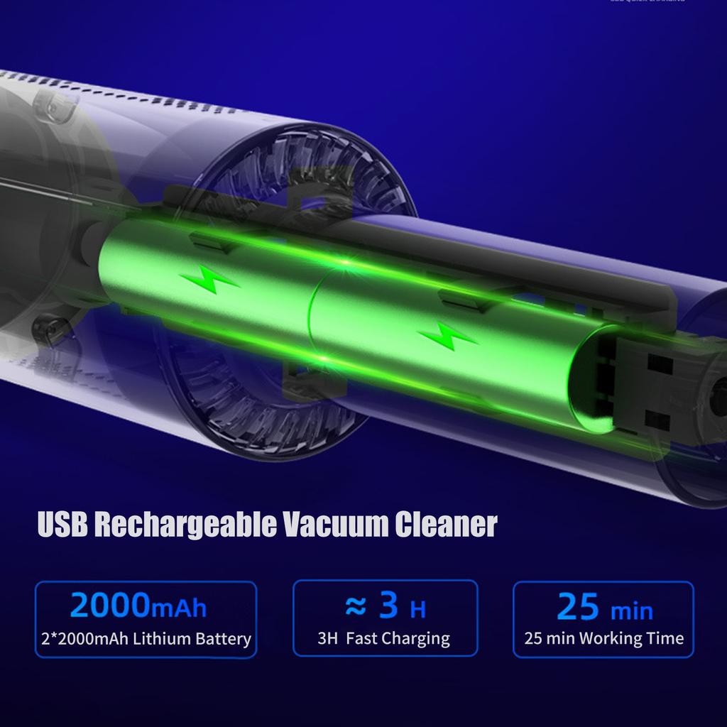Odkurzacz ręczny 120 W z silnym ssaniem 6000 Pa Odkurzacz Mini USB Filtr HEPA dla zwierząt domowych